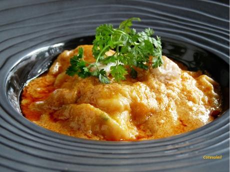 Ravioles gambas crabe sauce curry