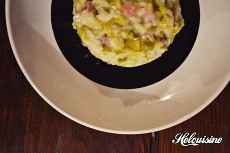 Risotto aux poireaux et noix de jambon