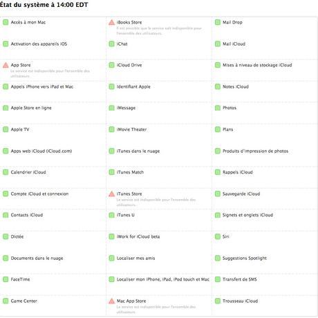 Apple services: panne généralisée des serveurs