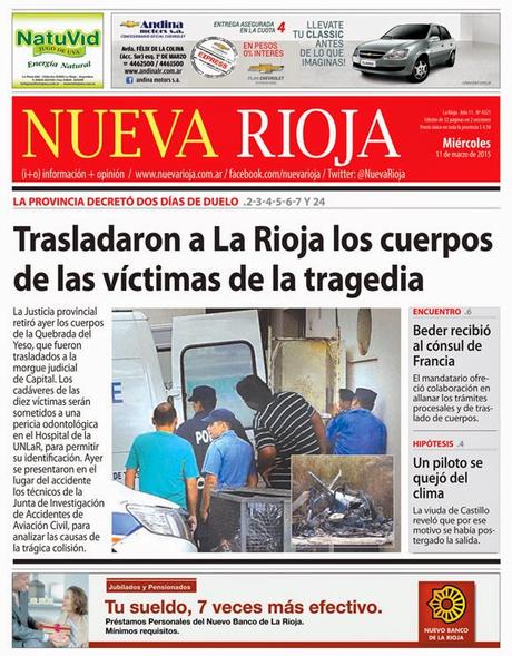 L'accident de Villa Castelli fait toujours la une des journaux de La Rioja [Actu]