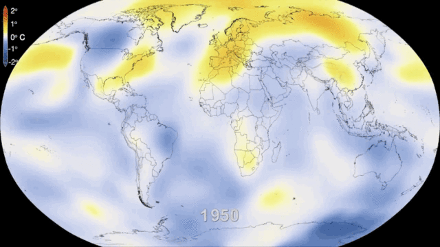 63 ans de changement climatique selon des données issues de la NASA.