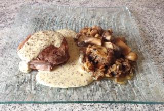 Tournedos de boeuf sauce moutarde à l’ancienne et cognac