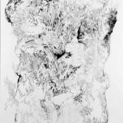 Abdelkader Benchamma, Sculpture #2, 2009, encre de Chine, crayon feutre, crayon bille sur papier, encadré 180 x 130 cm. Collection Frac Languedoc-Roussillon. © droits réservés