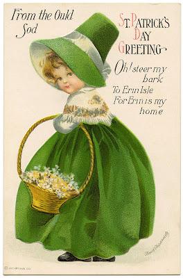 Vintage Image St Patrick's Day Girl in Green
