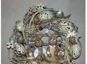 Couronne pâques avec famille Lapin porcelaine froide petit monde d'Ingrid