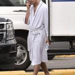 Exclusive... Nick Jonas Rocking A Robe On The Set Of 'Scream Queens'