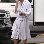 Exclusive... Nick Jonas Rocking A Robe On The Set Of 'Scream Queens'