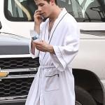 Exclusive... Nick Jonas Rocking A Robe On The Set Of 'Scream Queens'