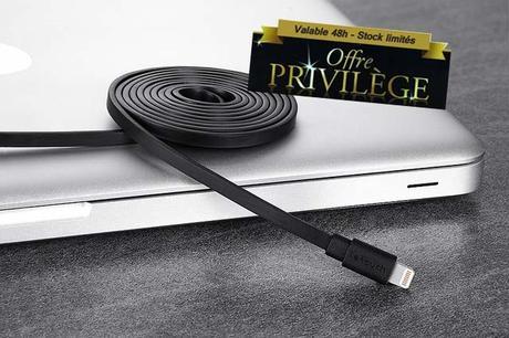 Offre privilège : -60% sur le câble plat Lightning pour iPhone, iPad et iPod Touch