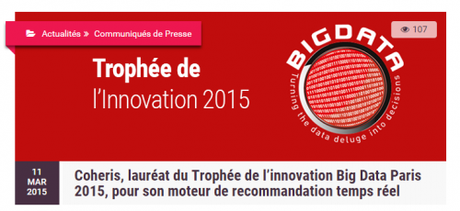 Coheris remporte un des prix du Trophée big data 2015