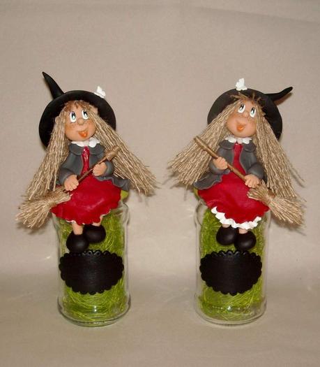 Pot avec p'tite sorcière en porcelaine froide