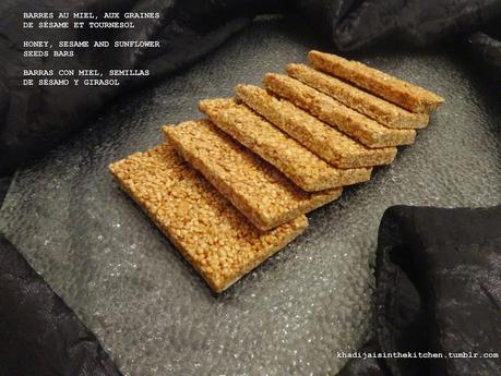 BARRES AU MIEL, AUX GRAINES DE SÉSAME ET TOURNESOL  / HONEY, SESAME AND SUNFLOWER SEEDS BARS  / BARRAS CON MIEL, SEMILLAS DE SÉSAMO Y GIRASOL
