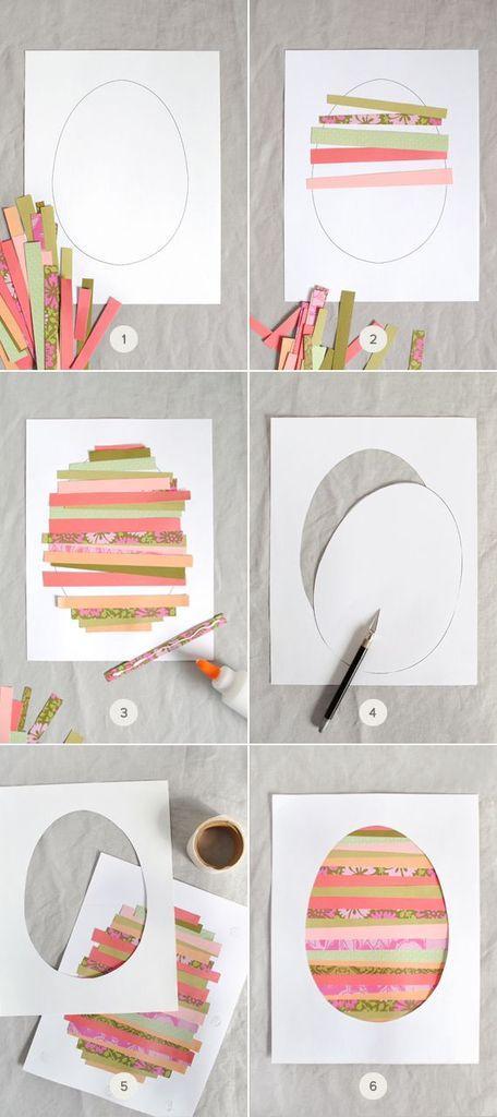 Créer des cartes postales ou guirlande avec des formes d'oeufs en papier © Pinterest - minted.com