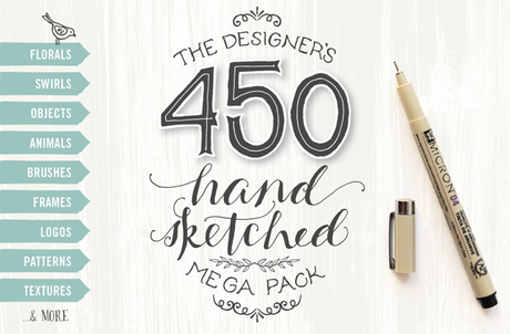 4 superbes packs de graphiques - Designer's Hand Sketched Megapack par Lisa Glanz