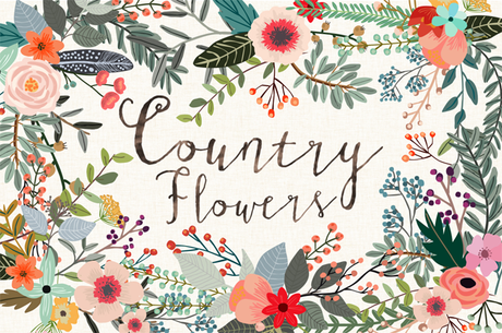 4 superbes packs de graphiques - Country Flowers par Mia Charro