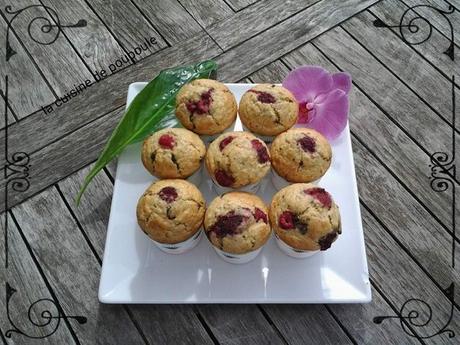 Muffins aux flocons d'avoine chocolat et framboise au thermomix et kitchenaid