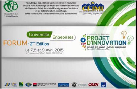 Forum Université / Entreprise à l’université de Blida les 7, 8 et 9 Avril