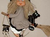 Sorcière avec p'tit chat suspendre porcelaine froide