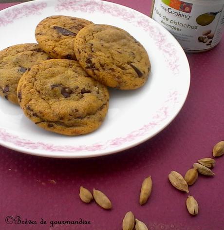 Cookies pistache cardamome et chocolat