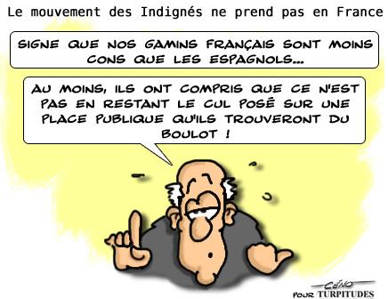 Mouvement des indignés en France - dessin satirique