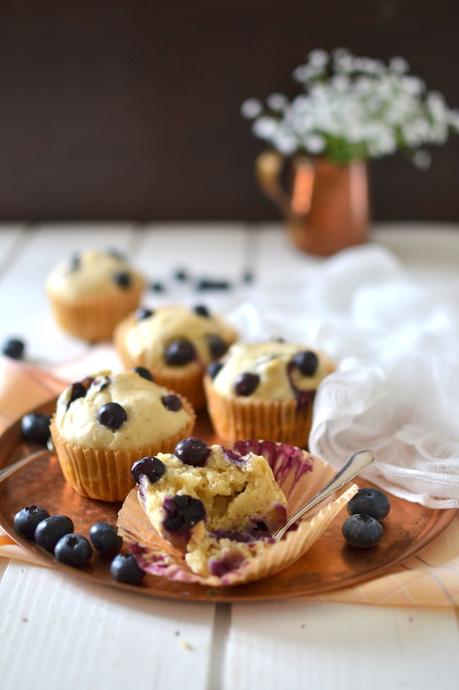 Muffins à la myrtille { Sans oeuf, ni lait }