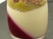 Panna cotta vanille, gelee fruits rouges, compotee rhubarbe croustillant crumble