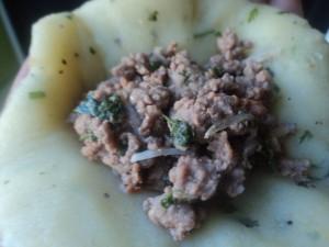 Croquette de pomme de terre farci à la viande hachéé et panées