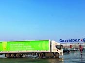 Solution-climat présentée Carrefour biodéchets alimentent camions livraison