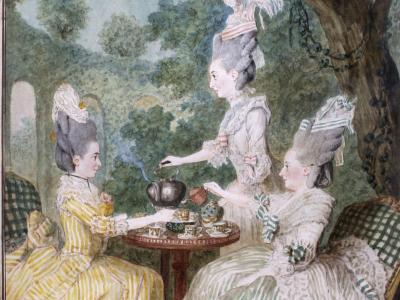 Carmontelle (1717-1806). Mme la Marquise de Montesson, Mme la Marquise du Crest et Mme la Comtesse de Damas prenant le thé dans un jardin . © Musée Carnavalet / Roger-Viollet