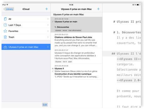 Ulysses 2 for iPad: l’éditeur de texte à l’âme du papillon