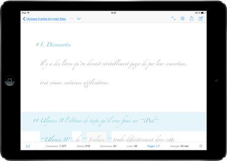 Ulysses 2 for iPad: l’éditeur de texte à l’âme du papillon