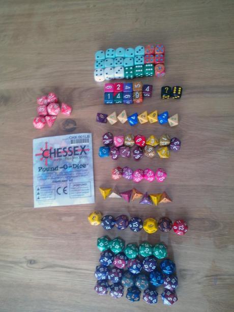 Les dés du paquet Pound-O-Dice de Chessex