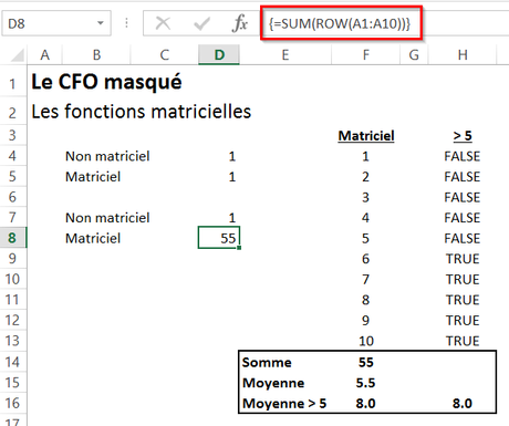 Fonction matricielle Excel