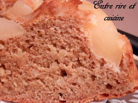 Gâteau moelleux à la farine d'Epeautre, Lait d'amande au caramel et Poires