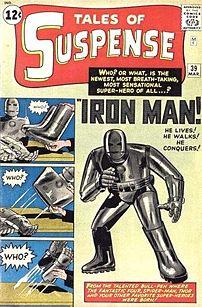 Tales of Suspense #39 (March 1963): Iron Man debuts. Cover art by Jack Kirby and Don Heck.