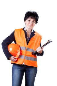Happy female building manager