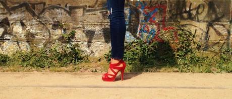 sandales look red&blue Eleonore