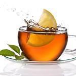 Cup of tea with lemon and splash