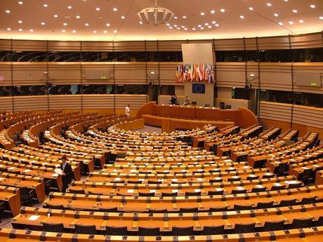 L'espace Léopold, le siège du Parlement européen à Bruxelles. Chambre principale du Parlement.