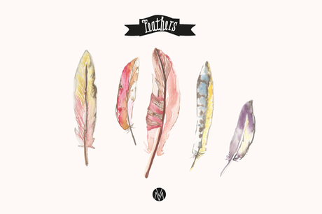 Feathers watercolor - MendozaVergara