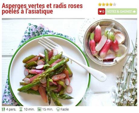Asperges vertes et radis roses poêlés à l'asiatique