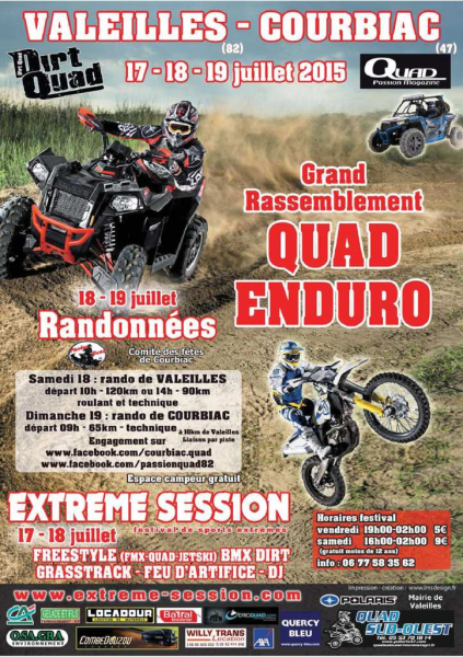 Rando quad, SSV et motos à Valeilles (82) le 18 et 19 juillet 2015 à 