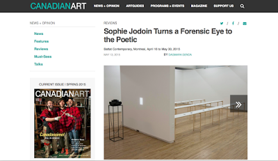 Deux articles sur l'exposition de Sophie Jodoin à laquelle j'ai collaboré