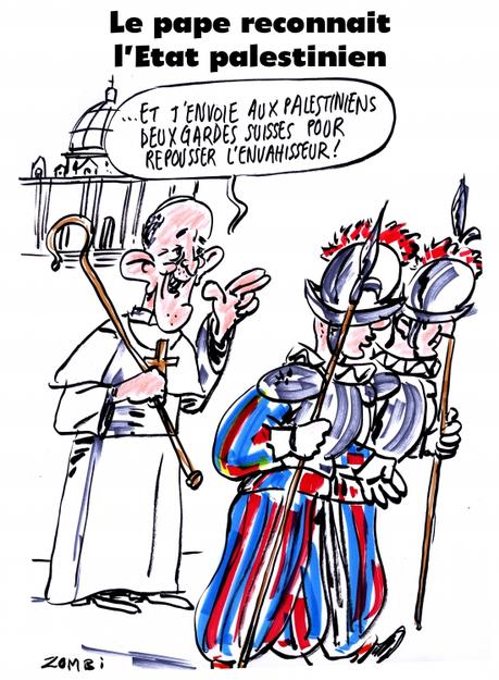 webzine,bd,zébra,gratuit,fanzine,bande-dessinée,caricature,pape françois,état palestinien,palestine,garde suisse,dessin,presse,satirique,editorial cartoon,zombi