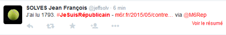 bravo à tous les twittos de la 1ère manif en ligne du #M6R  : moi aussi #JeSuisRepublicain !