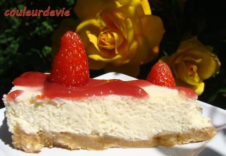 Cheesecake vanille au coulis de fraises (sans cuisson)