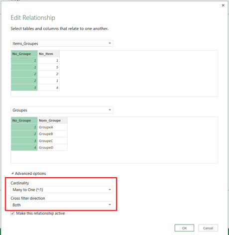 Relations Many-To-Many Power BI Designer