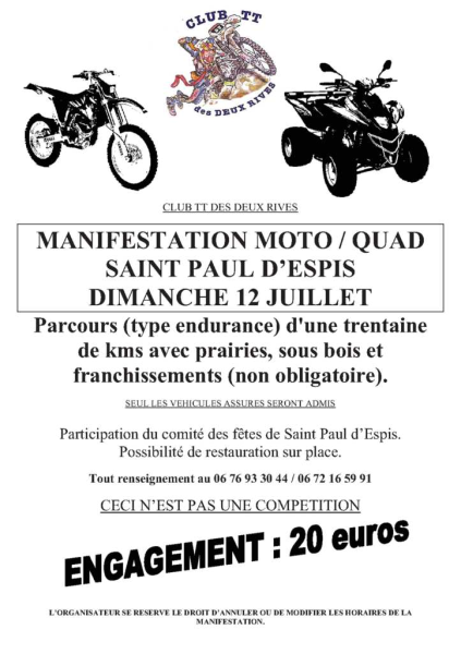 Rando moto et quad du MC TT des deux rives (82) le 13 juillet 2015
