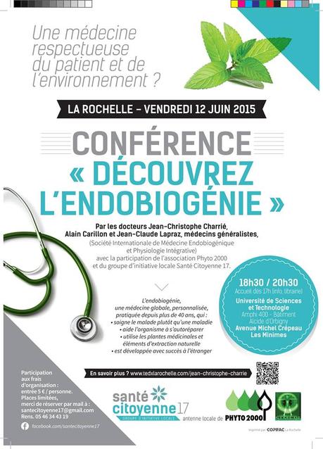 Découvrez l'endobiogénie vendredi 12 juin 18 h 30 Université des Sciences et Technologie Amphi 400 avenue Michel Crépeau La Rochelle