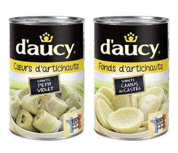 En avril dernier, d'aucy lanĂ§ait deux nouvelles rĂŠfĂŠrences, avec des artichauts cultivĂŠs dans le FinistĂ¨re.